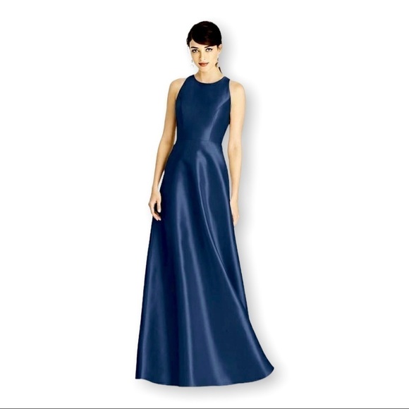 Dessy Girl Collection Alfred Sung Sofia Blue Junior Bridesmaid Gown #JR545 - Picture 1 of 6